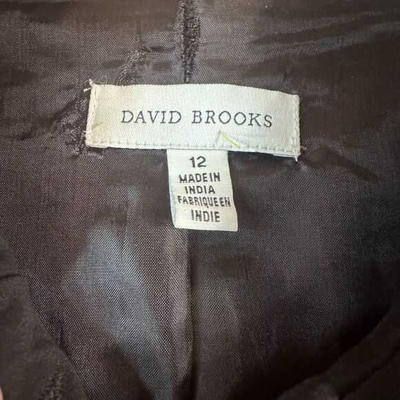 Vintage Y2K David Brooks Black Embroidered Jacket Blouse Women’s 12 Scallop Hem - Picture 3 of 5